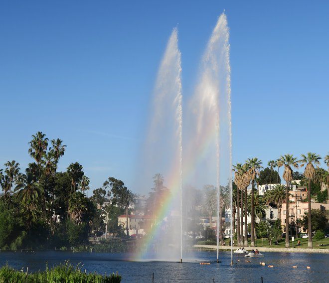 Echo Park Lake fountain fixed